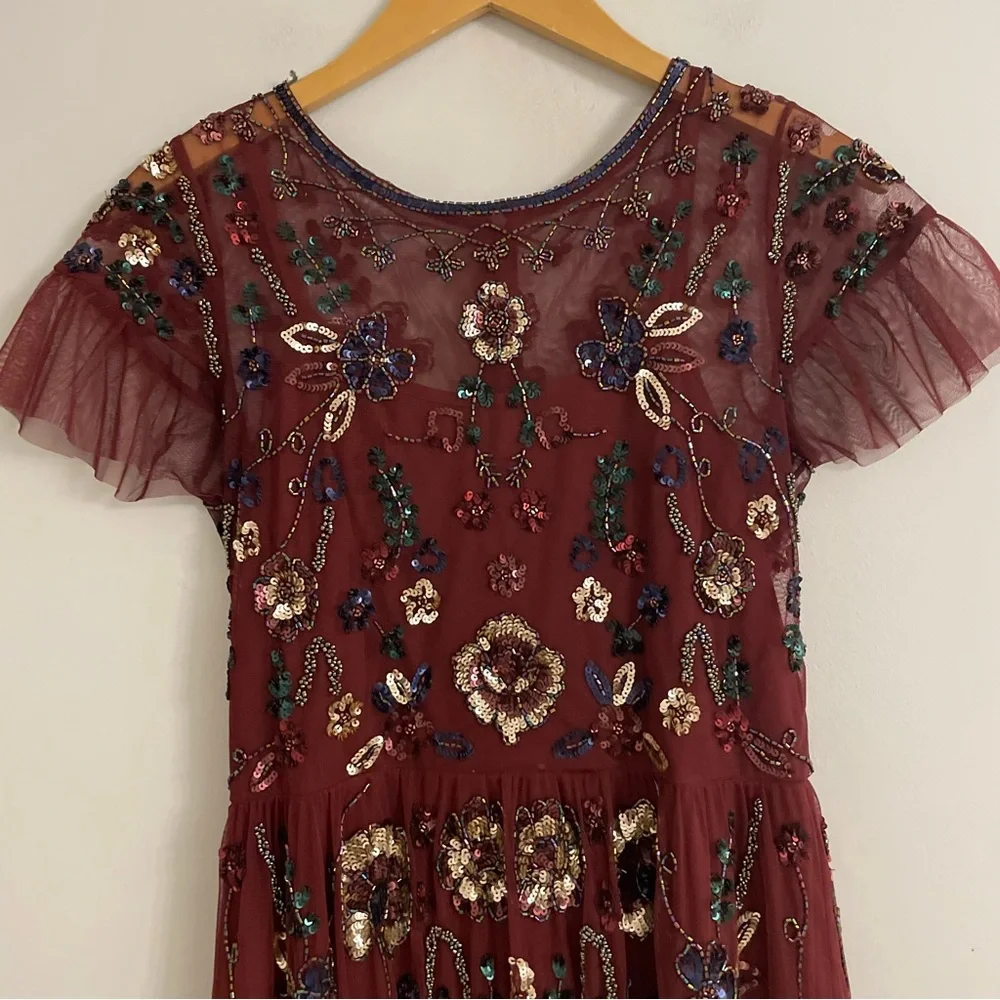Gianni Bini Burgundy Embellished Midi Dress - Picture 4 of 9